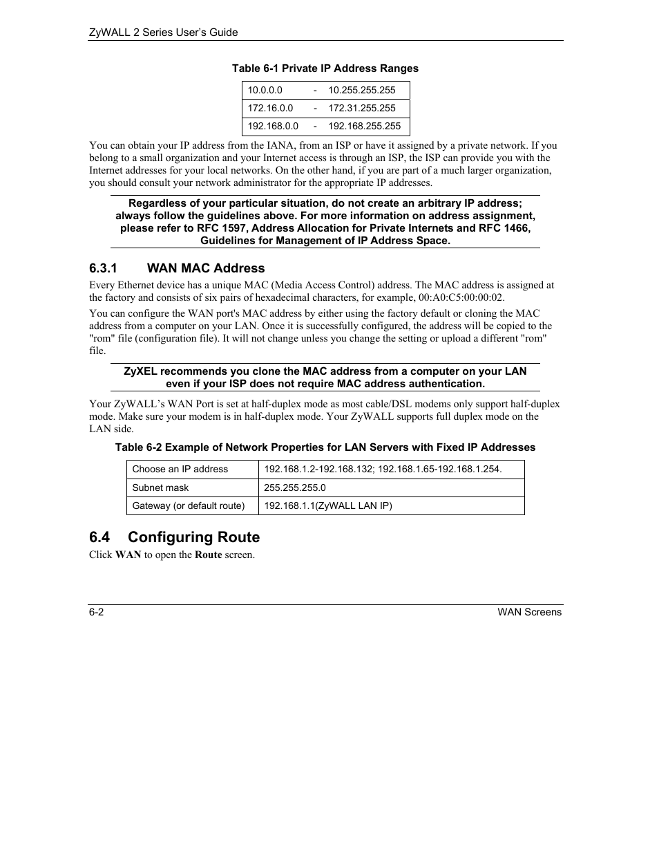 Configuring route, 4 configuring route | ZyXEL Communications Internet Security Gateway ZyWALL 2 Series User Manual | Page 86 / 614
