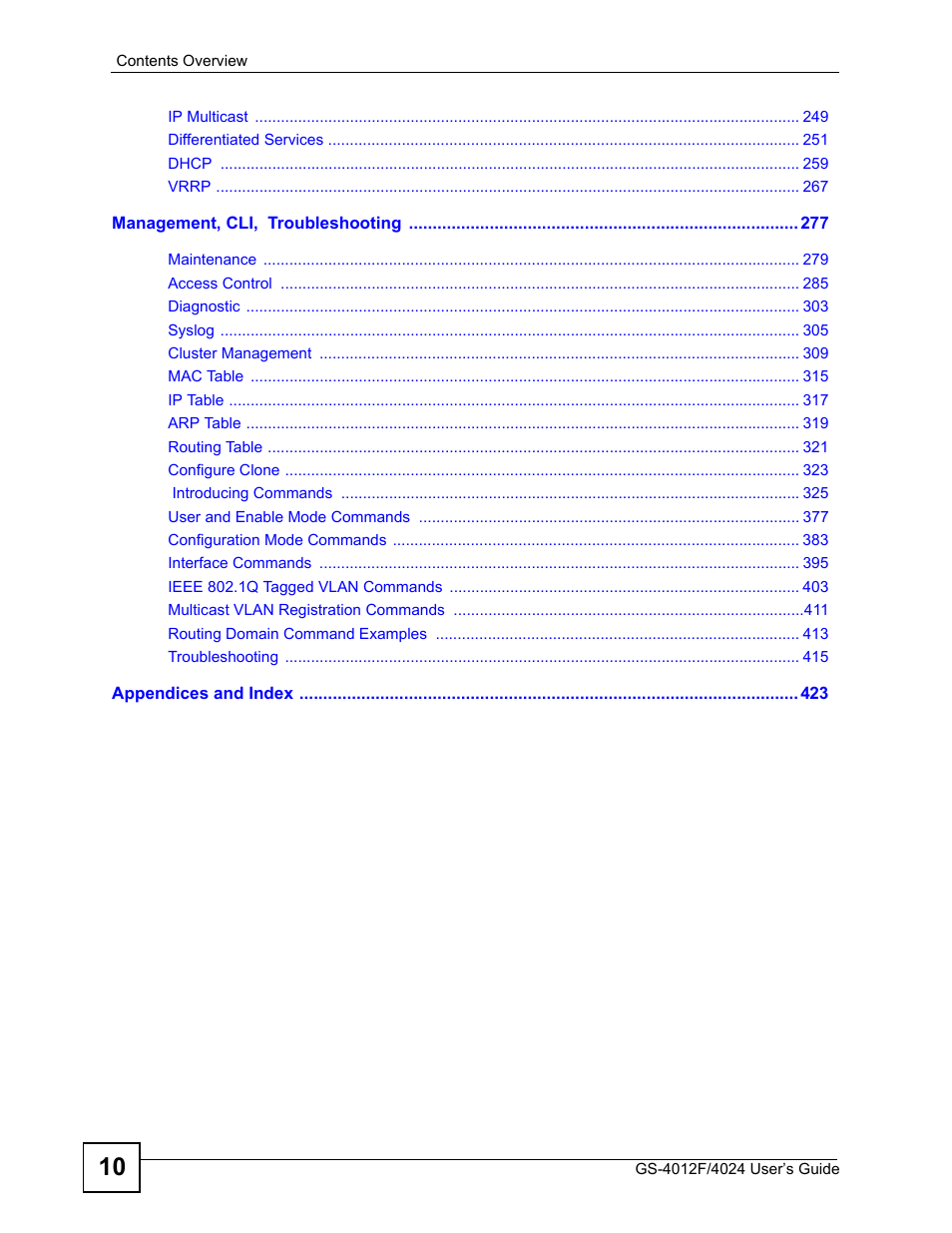 ZyXEL Communications GS-4012 User Manual | Page 10 / 462