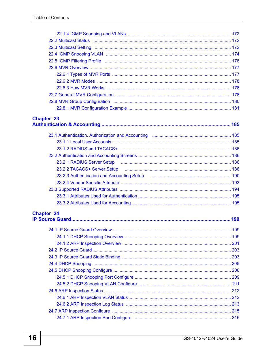 ZyXEL Communications GS-4012 User Manual | Page 16 / 462