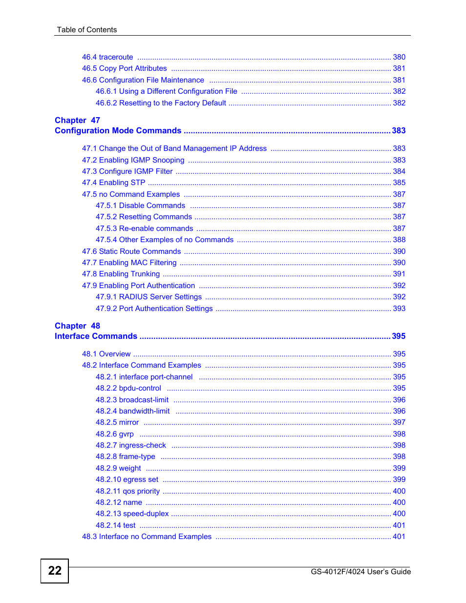 ZyXEL Communications GS-4012 User Manual | Page 22 / 462