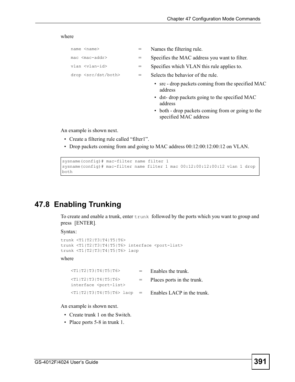 8 enabling trunking | ZyXEL Communications GS-4012 User Manual | Page 391 / 462