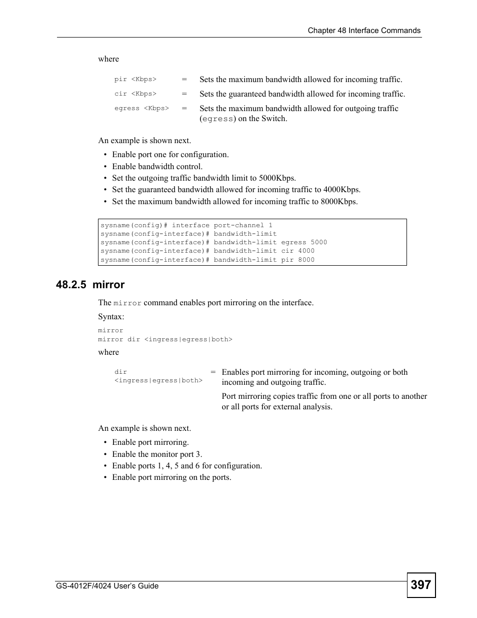 5 mirror | ZyXEL Communications GS-4012 User Manual | Page 397 / 462