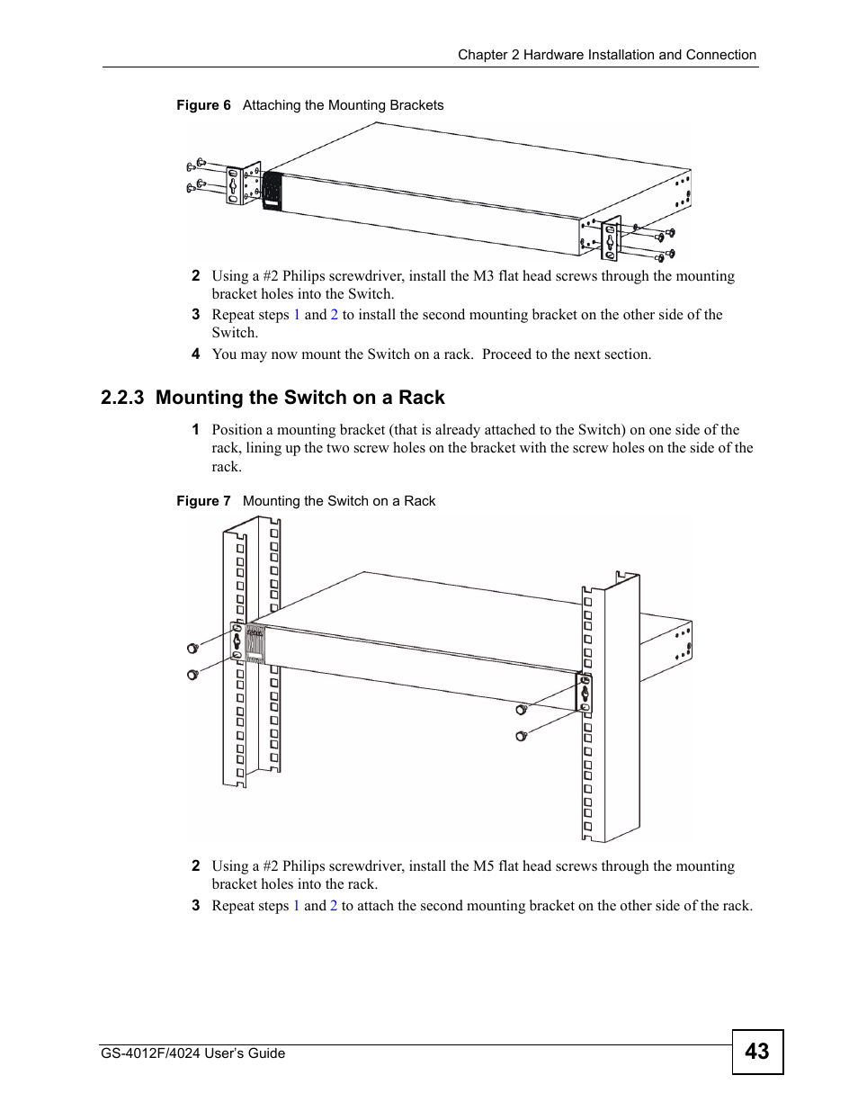 3 mounting the switch on a rack | ZyXEL Communications GS-4012 User Manual | Page 43 / 462