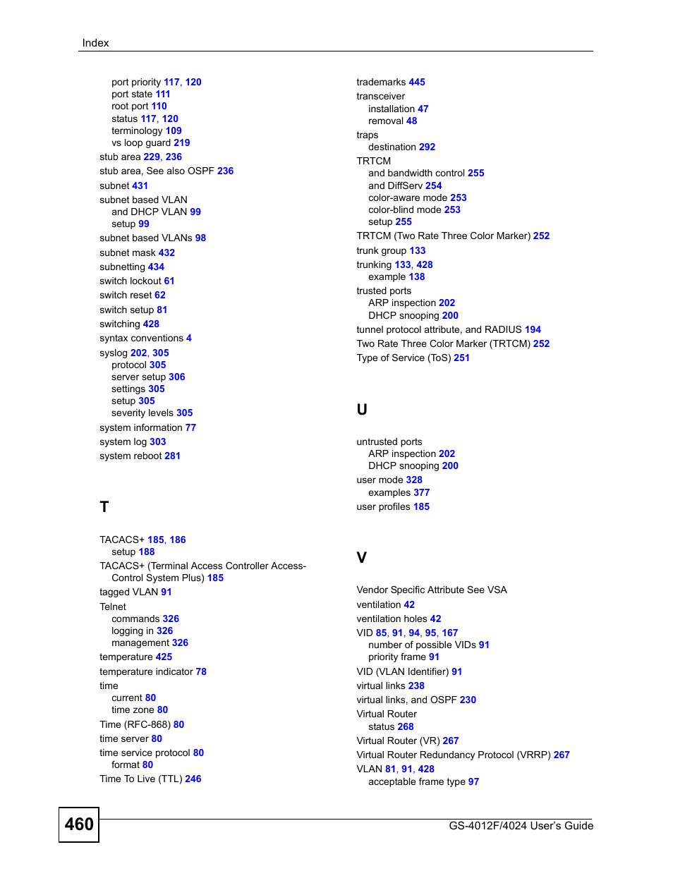 ZyXEL Communications GS-4012 User Manual | Page 460 / 462