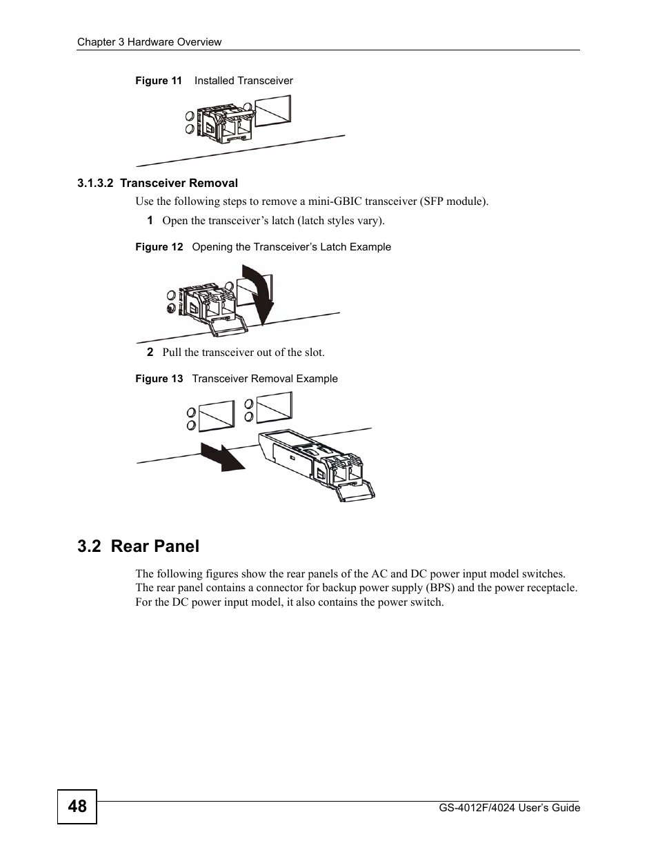 2 rear panel | ZyXEL Communications GS-4012 User Manual | Page 48 / 462