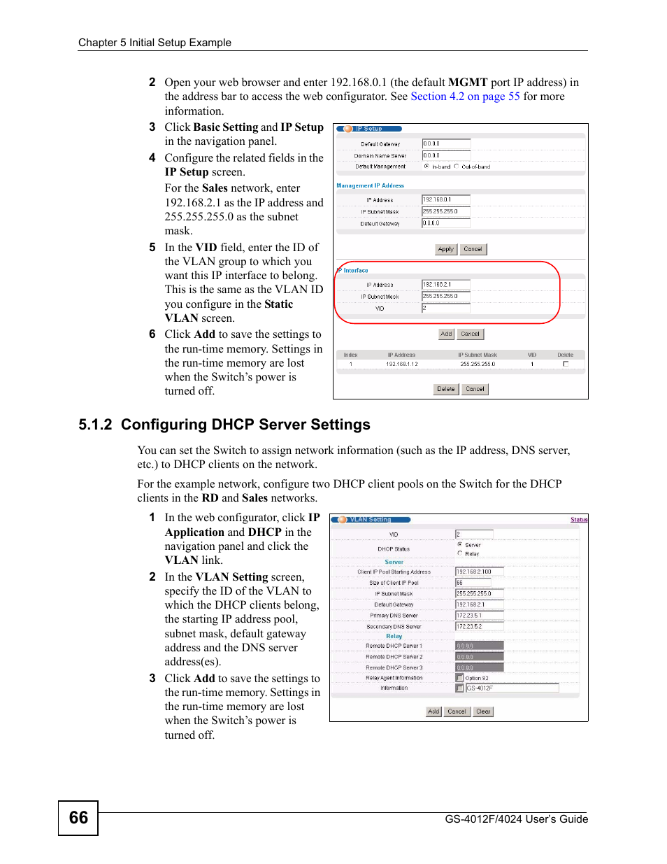 2 configuring dhcp server settings | ZyXEL Communications GS-4012 User Manual | Page 66 / 462