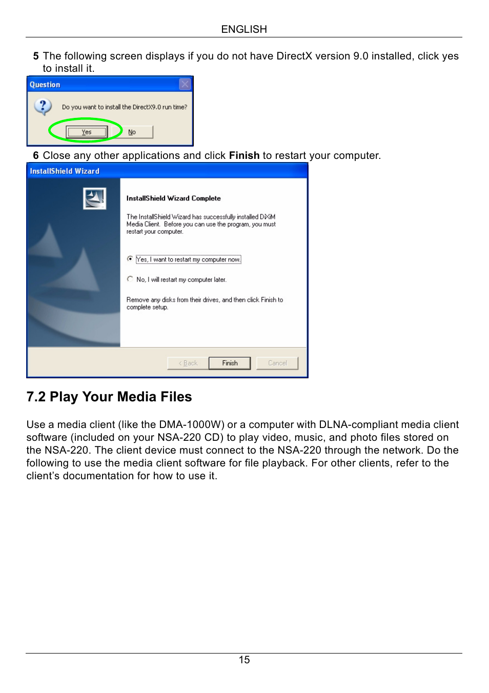 2 play your media files | ZyXEL Communications Network Storage Appliance NSA-220 User Manual | Page 15 / 131