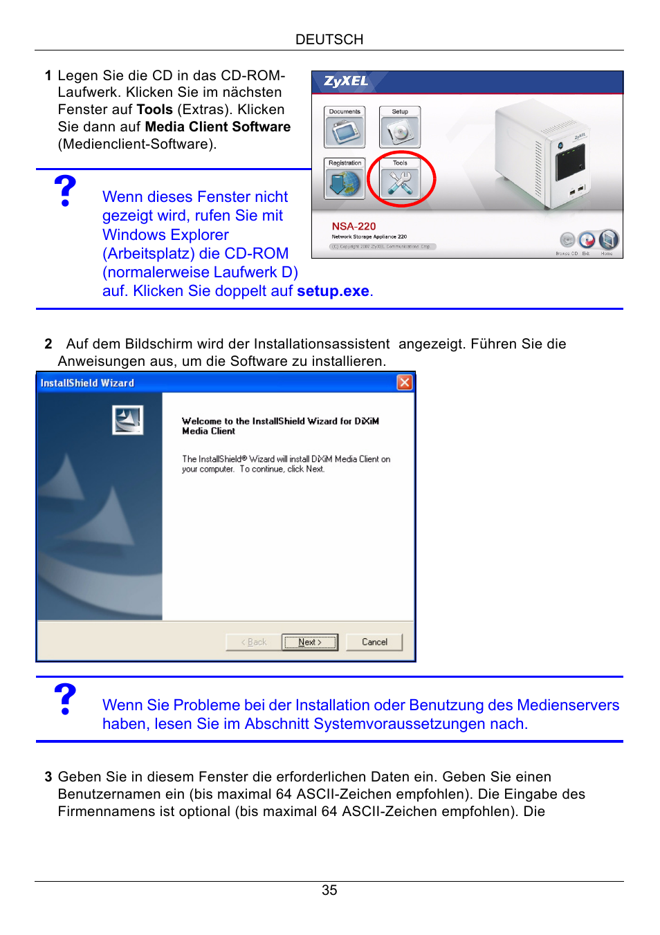 ZyXEL Communications Network Storage Appliance NSA-220 User Manual | Page 35 / 131