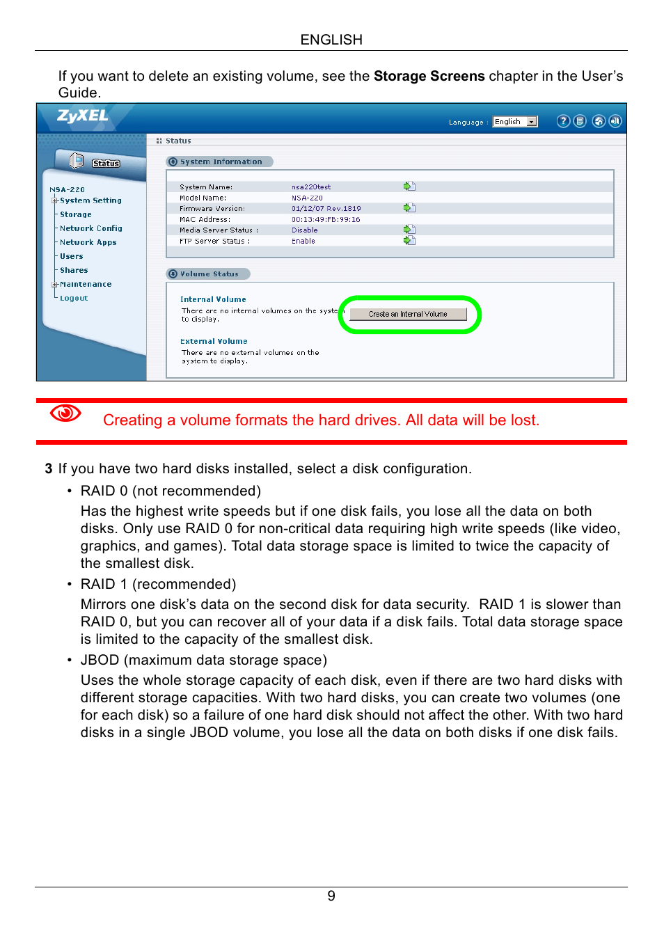 ZyXEL Communications Network Storage Appliance NSA-220 User Manual | Page 9 / 131