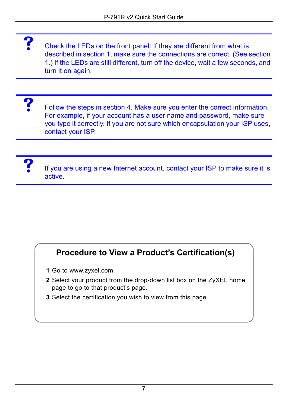 ZyXEL Communications G.SHDSL.bis Router P-791R v2 User Manual | Page 7 / 8