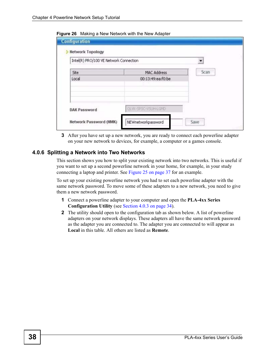 6 splitting a network into two networks | ZyXEL Communications PLA-400 User Manual | Page 38 / 66