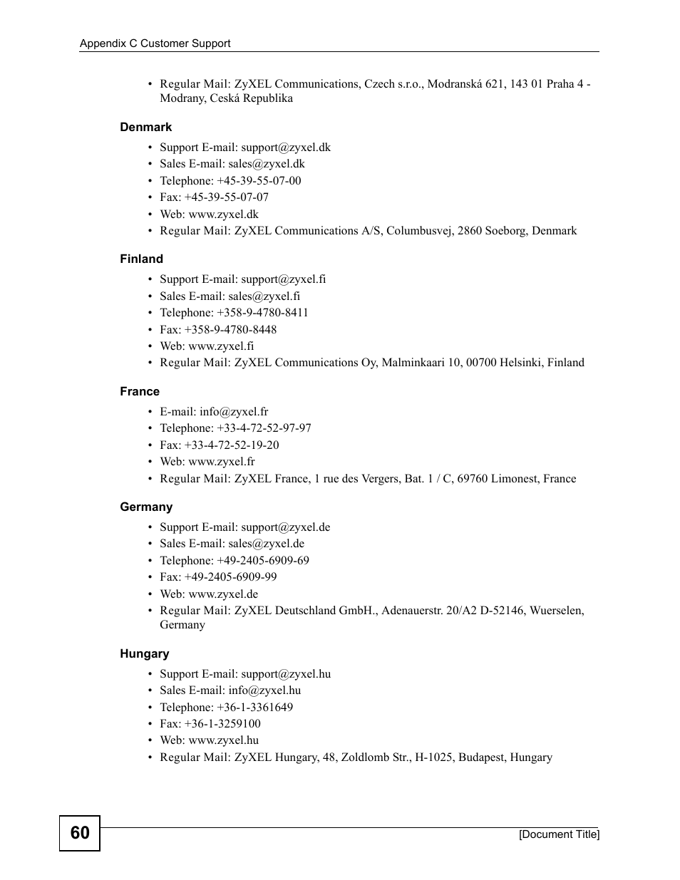 ZyXEL Communications PLA-400 User Manual | Page 60 / 66