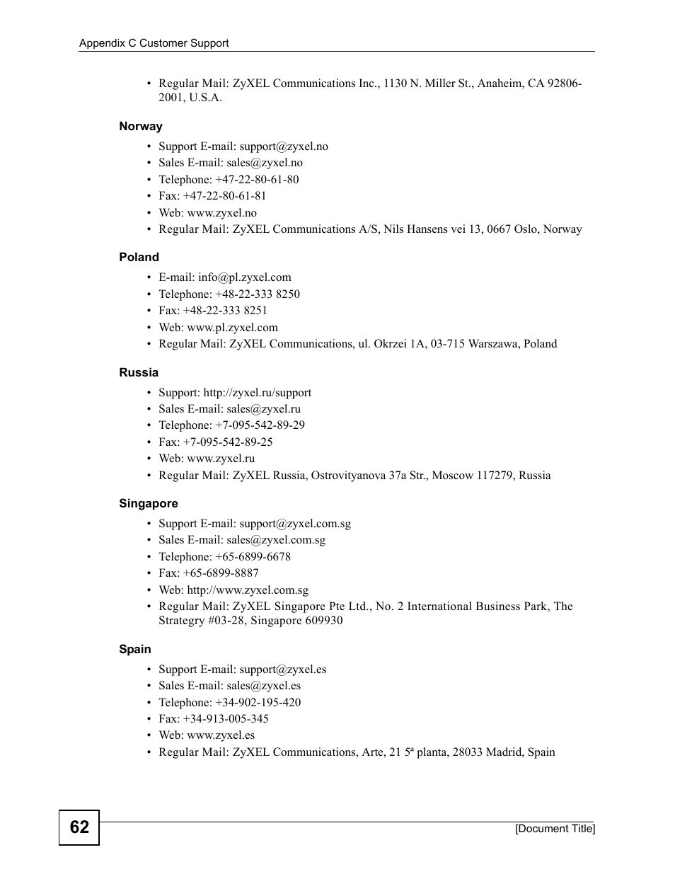 ZyXEL Communications PLA-400 User Manual | Page 62 / 66