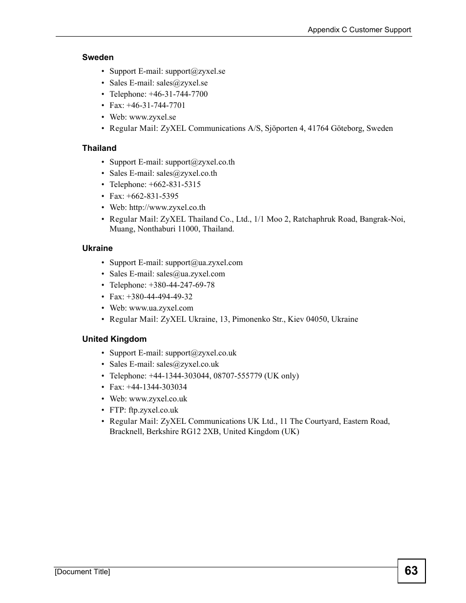 ZyXEL Communications PLA-400 User Manual | Page 63 / 66
