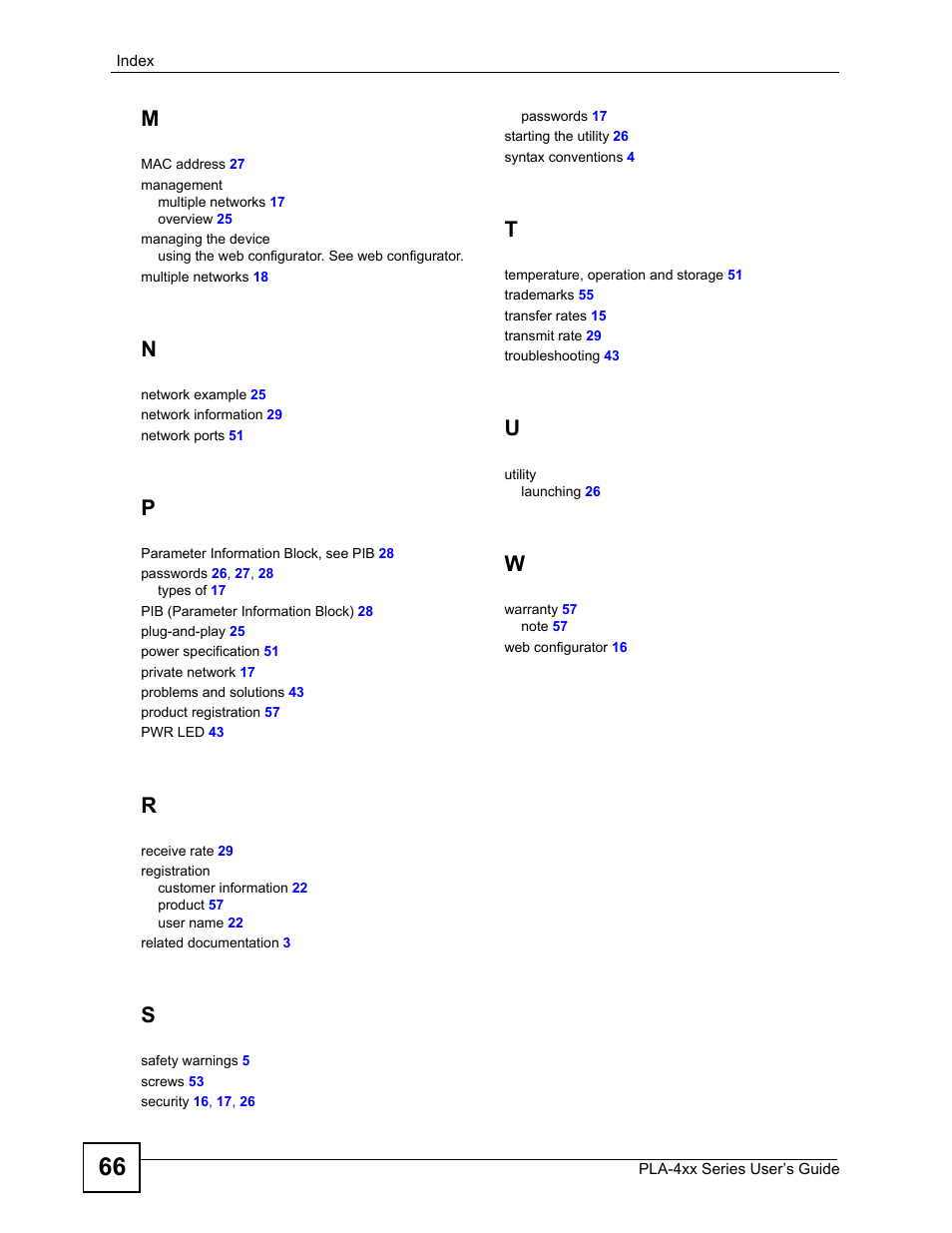 ZyXEL Communications PLA-400 User Manual | Page 66 / 66
