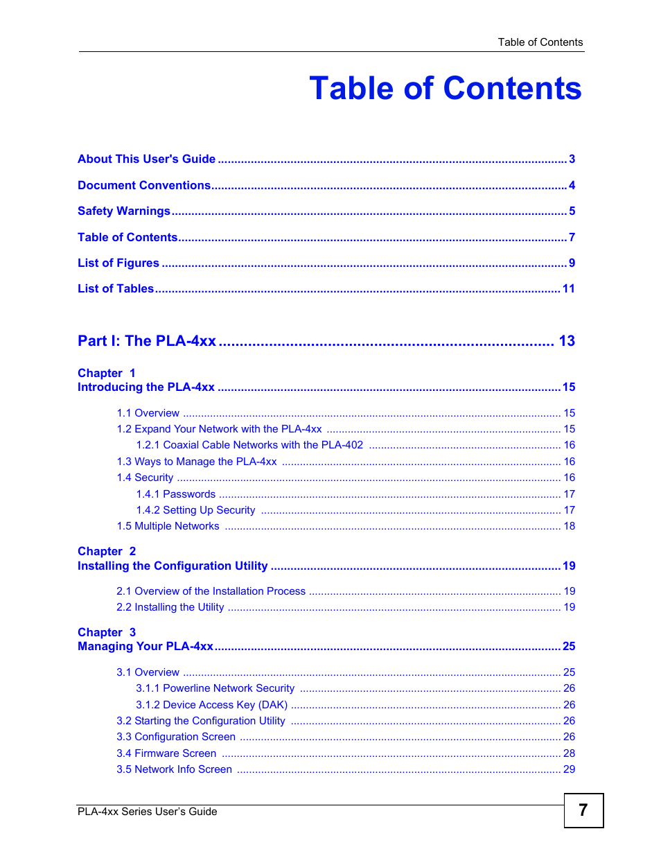 ZyXEL Communications PLA-400 User Manual | Page 7 / 66
