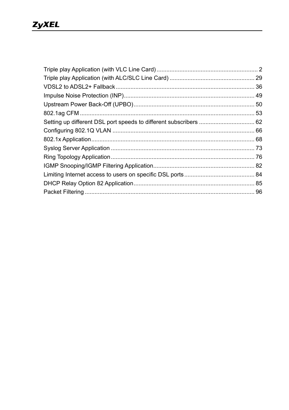 Index | ZyXEL Communications IES-5005 User Manual | Page 2 / 100