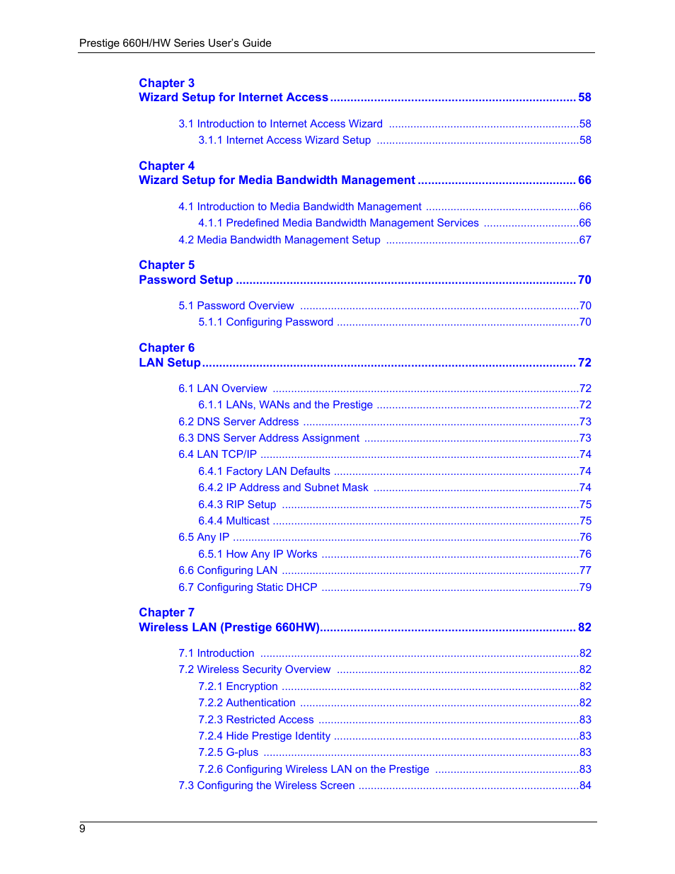 ZyXEL Communications 660HW Series User Manual | Page 10 / 460