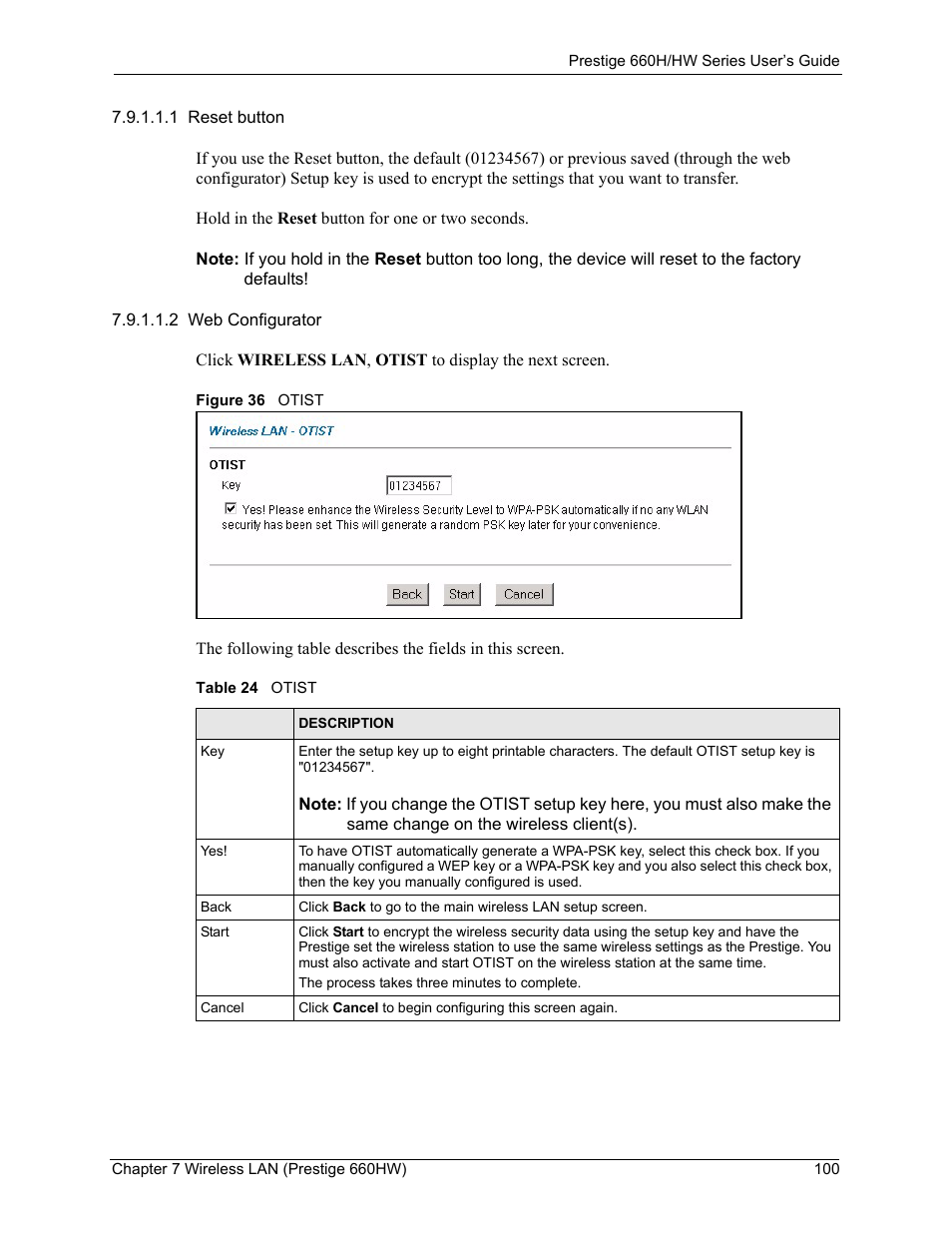 Figure 36 otist, Table 24 otist | ZyXEL Communications 660HW Series User Manual | Page 101 / 460