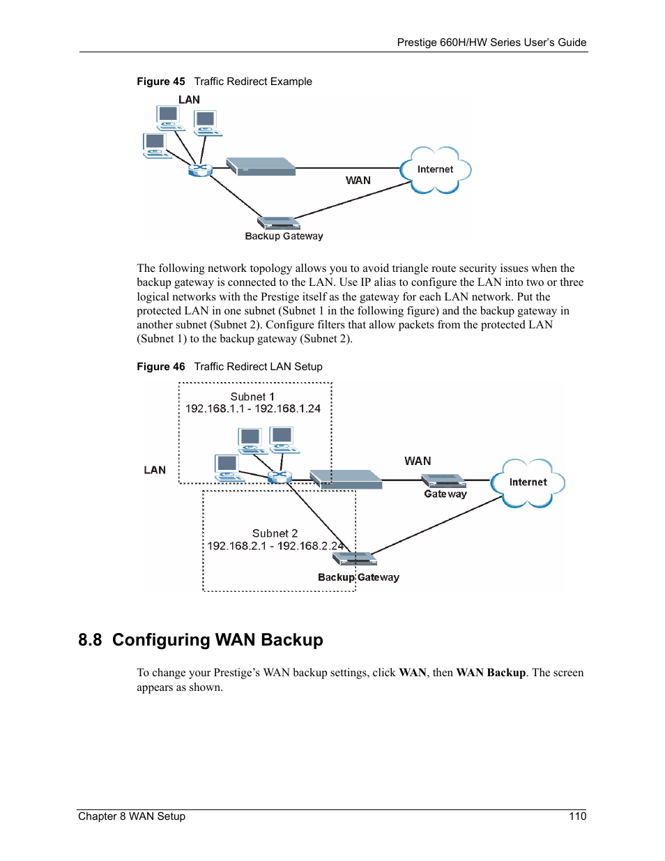 8 configuring wan backup | ZyXEL Communications 660HW Series User Manual | Page 111 / 460