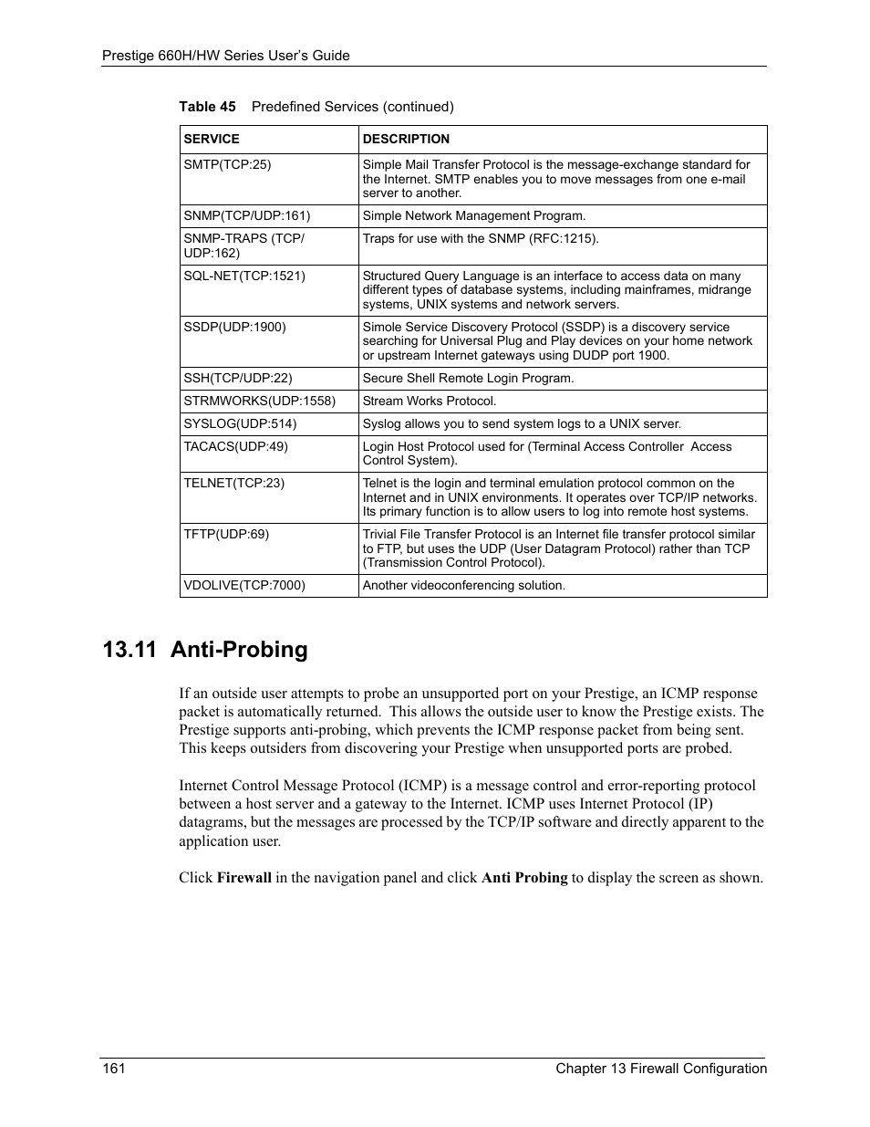 11 anti-probing | ZyXEL Communications 660HW Series User Manual | Page 162 / 460