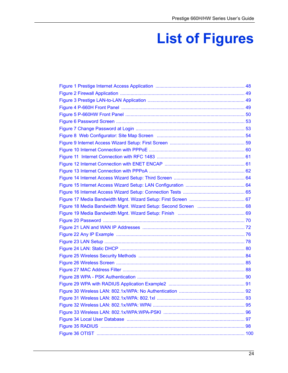 List of figures | ZyXEL Communications 660HW Series User Manual | Page 25 / 460