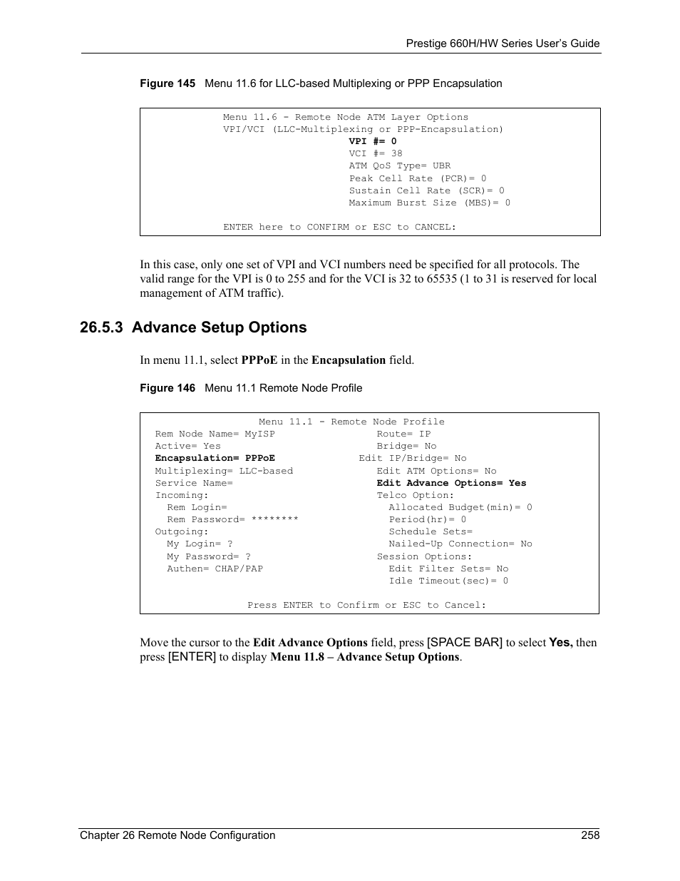 3 advance setup options | ZyXEL Communications 660HW Series User Manual | Page 259 / 460