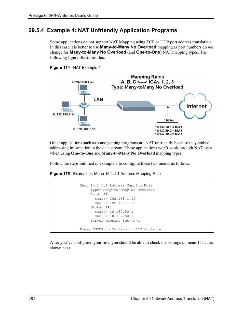 4 example 4: nat unfriendly application programs | ZyXEL Communications 660HW Series User Manual | Page 282 / 460