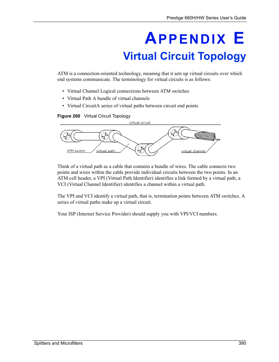 Virtual circuit topology, Appendix e virtual circuit topology, Figure 260 virtual circuit topology | ZyXEL Communications 660HW Series User Manual | Page 391 / 460