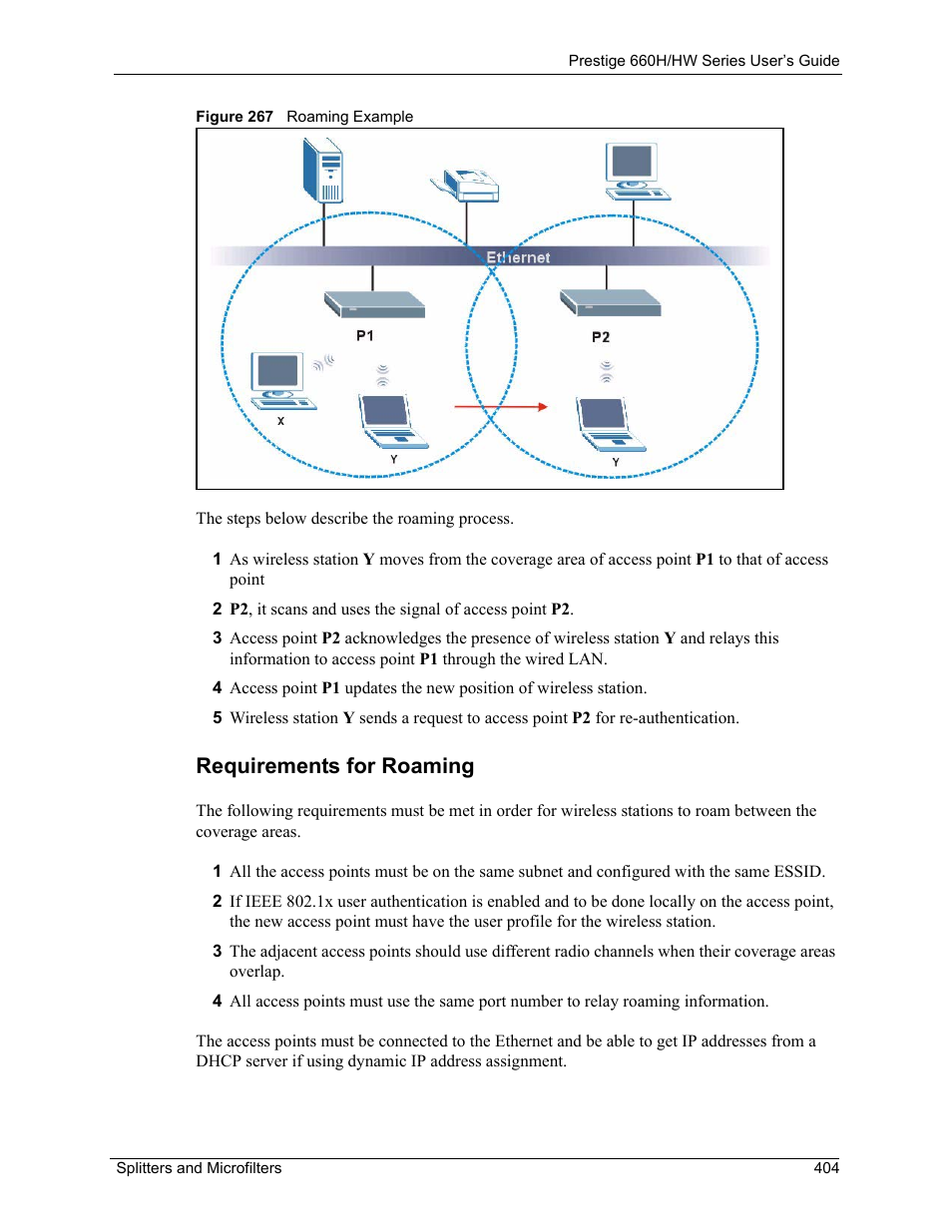 Requirements for roaming, Figure 267 roaming example | ZyXEL Communications 660HW Series User Manual | Page 405 / 460