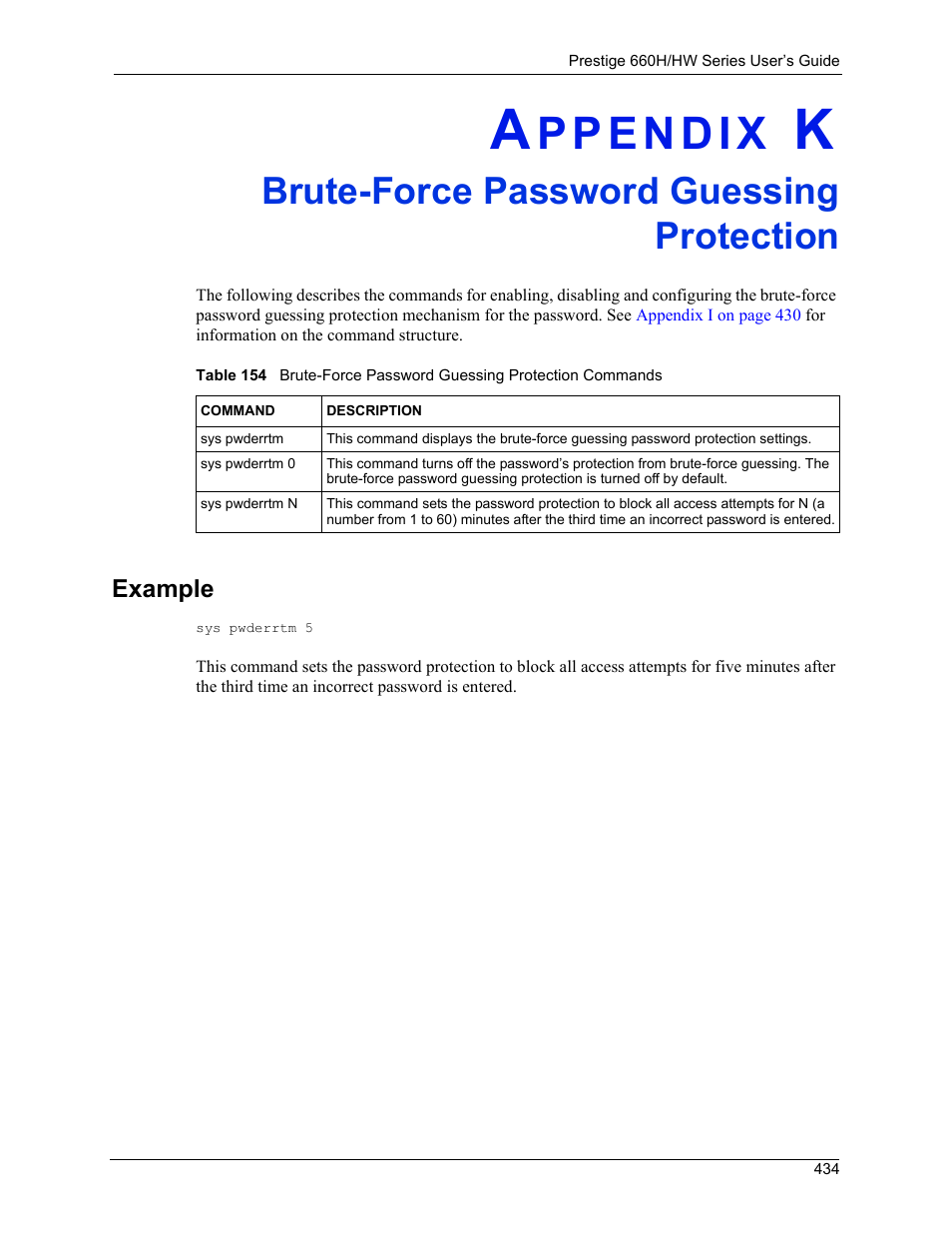 Brute-force password guessing protection, Example | ZyXEL Communications 660HW Series User Manual | Page 435 / 460