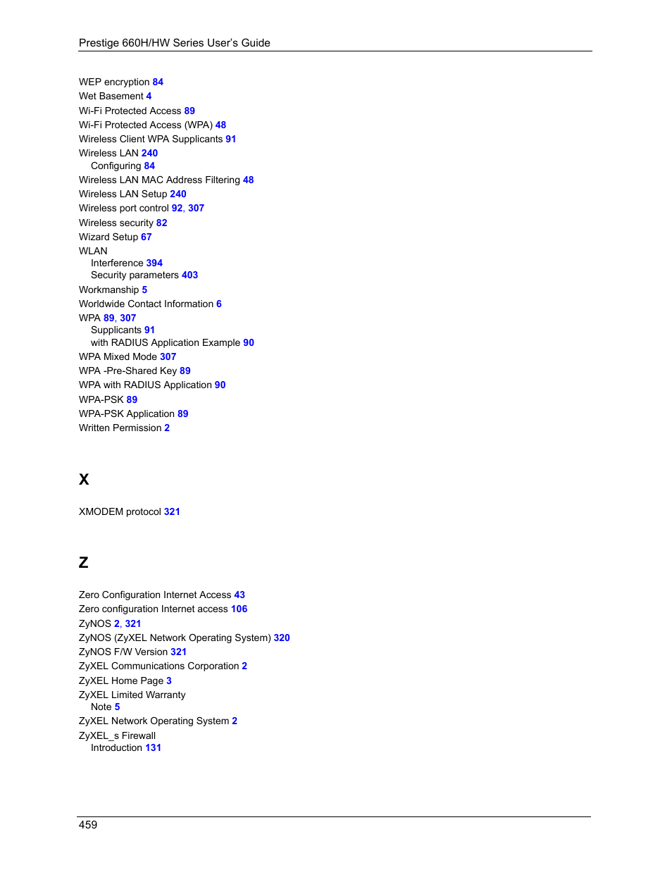 ZyXEL Communications 660HW Series User Manual | Page 460 / 460