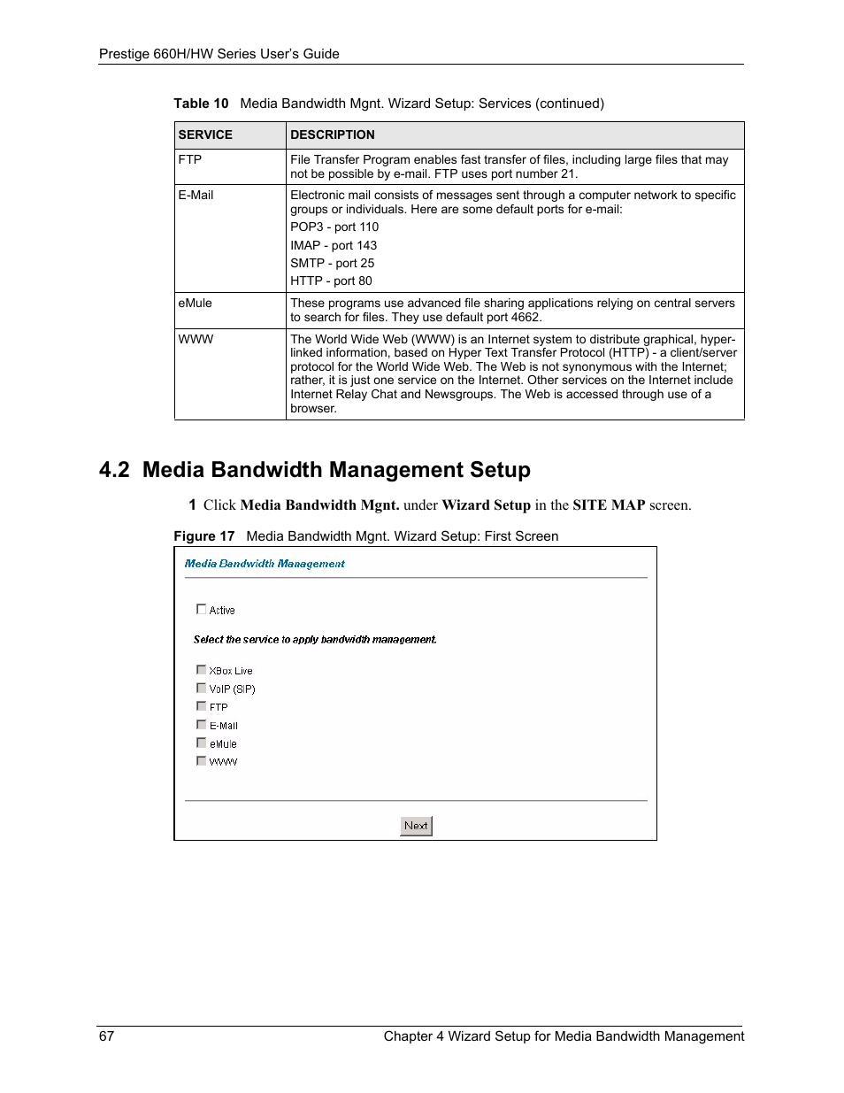 2 media bandwidth management setup | ZyXEL Communications 660HW Series User Manual | Page 68 / 460