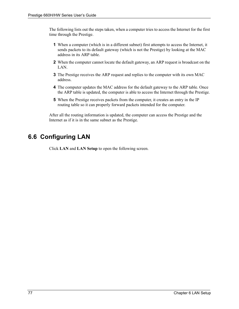 6 configuring lan | ZyXEL Communications 660HW Series User Manual | Page 78 / 460