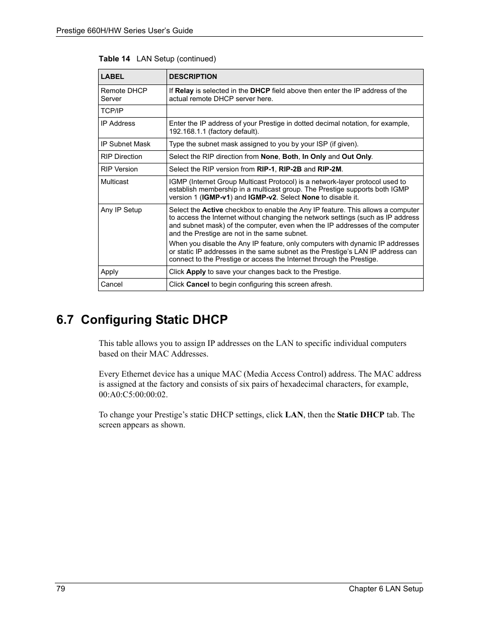 7 configuring static dhcp | ZyXEL Communications 660HW Series User Manual | Page 80 / 460