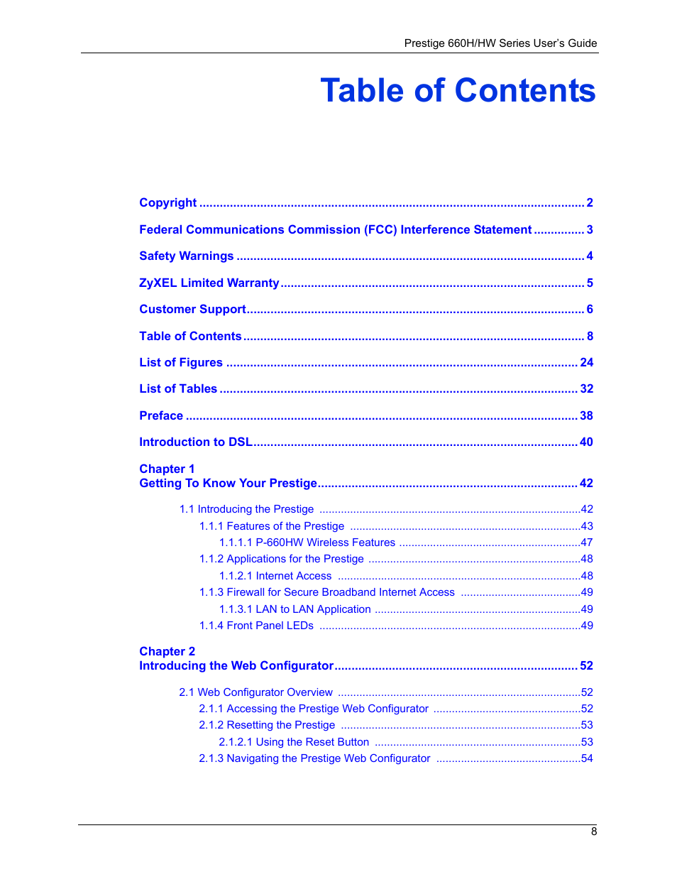 ZyXEL Communications 660HW Series User Manual | Page 9 / 460