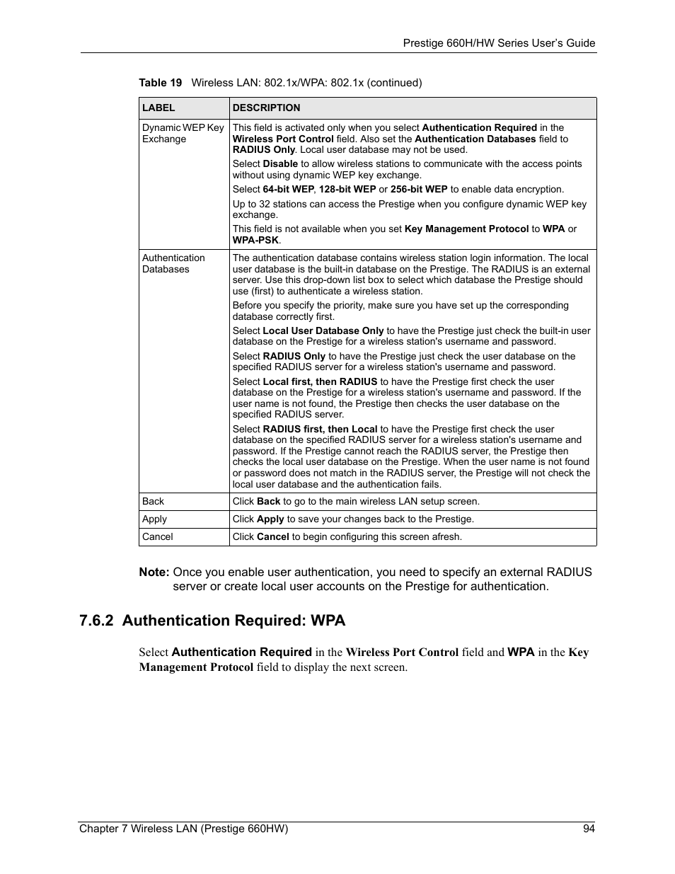 2 authentication required: wpa | ZyXEL Communications 660HW Series User Manual | Page 95 / 460