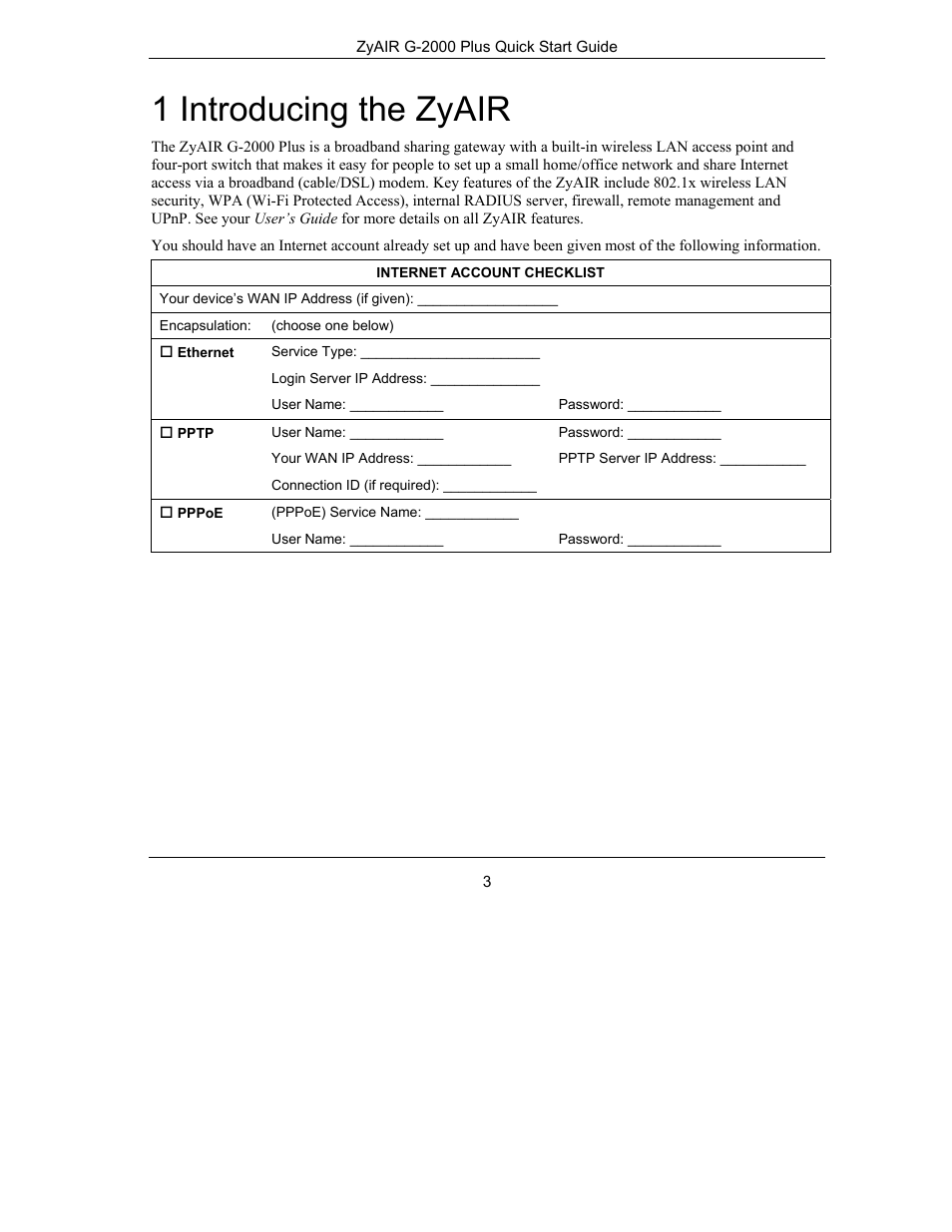 1 introducing the zyair | ZyXEL Communications Bridge/Router G-2000s User Manual | Page 3 / 22