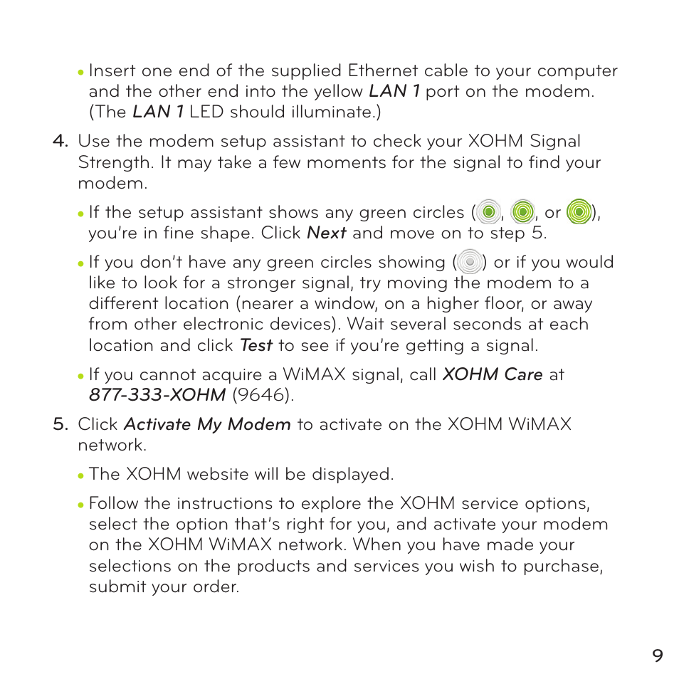 ZyXEL Communications WiMAX XOHM User Manual | Page 9 / 12