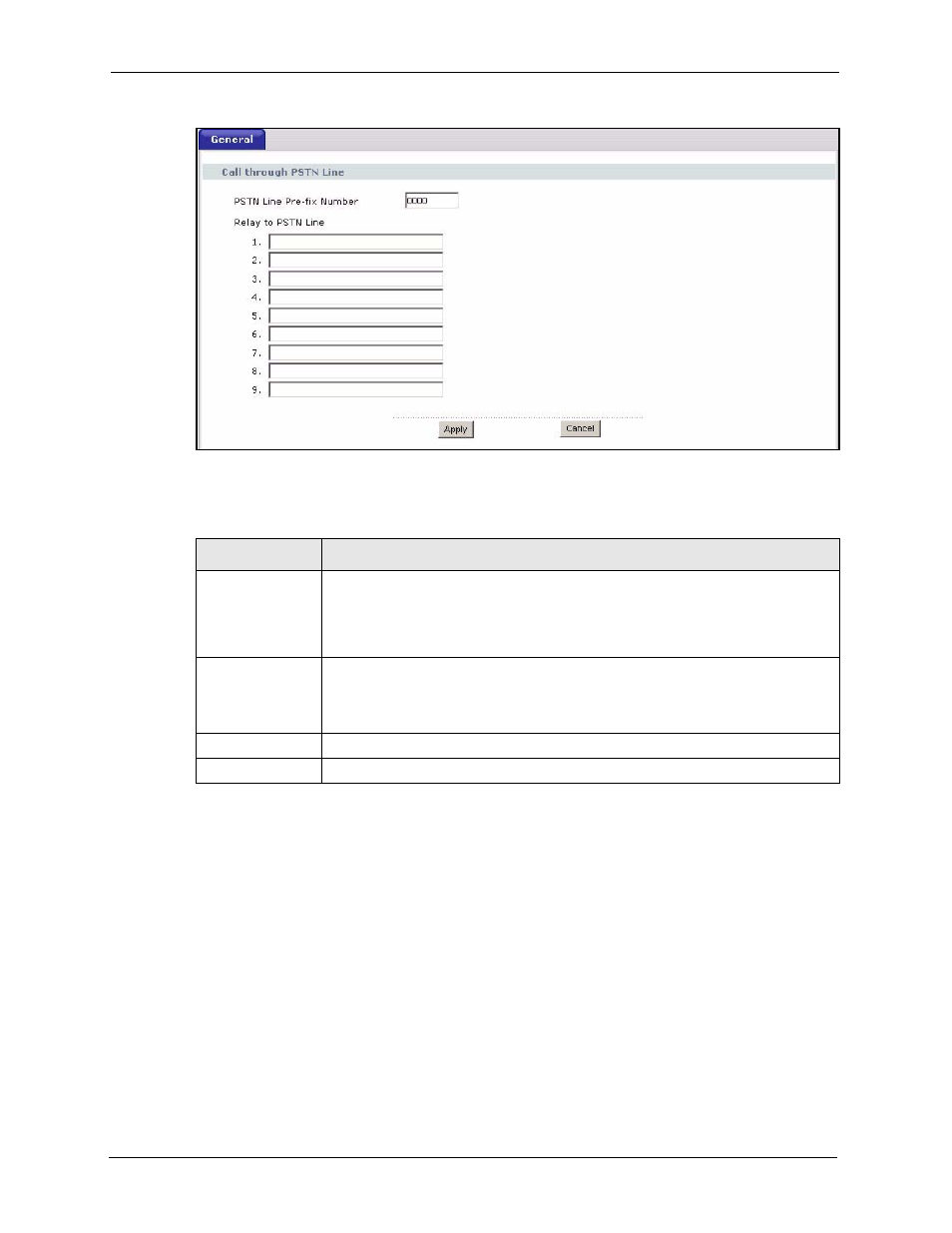Figure 85 voip > pstn line > general, Table 71 voip > pstn line > general | ZyXEL Communications P-2302HWL-P1 Series User Manual | Page 172 / 337
