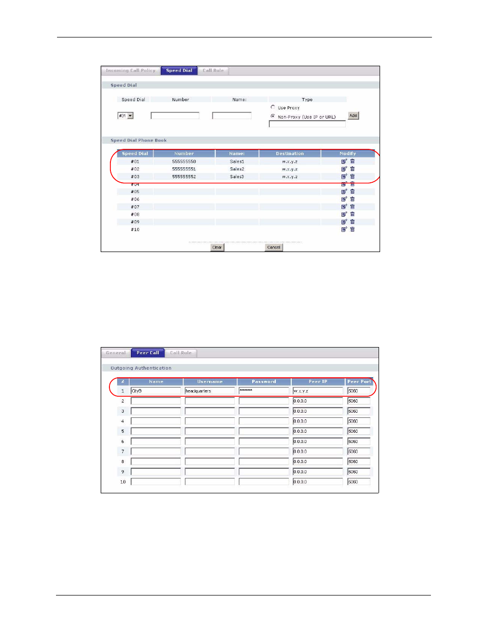 3 configuration details: incoming, Figure 94 voip to pstn example - speed dial screen | ZyXEL Communications P-2302HWL-P1 Series User Manual | Page 182 / 337