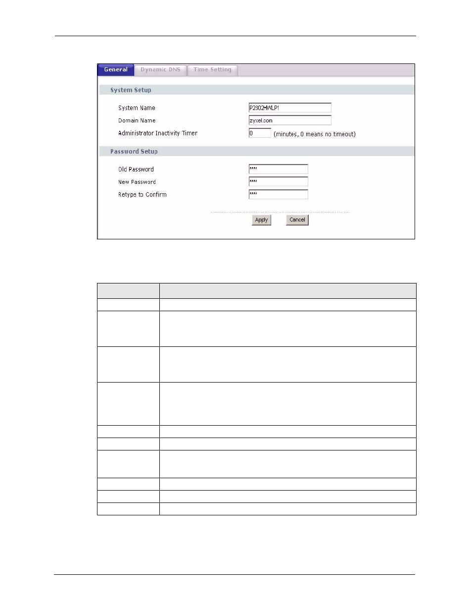 Figure 140 maintenance > system > general, Table 104 maintenance > system > general | ZyXEL Communications P-2302HWL-P1 Series User Manual | Page 246 / 337
