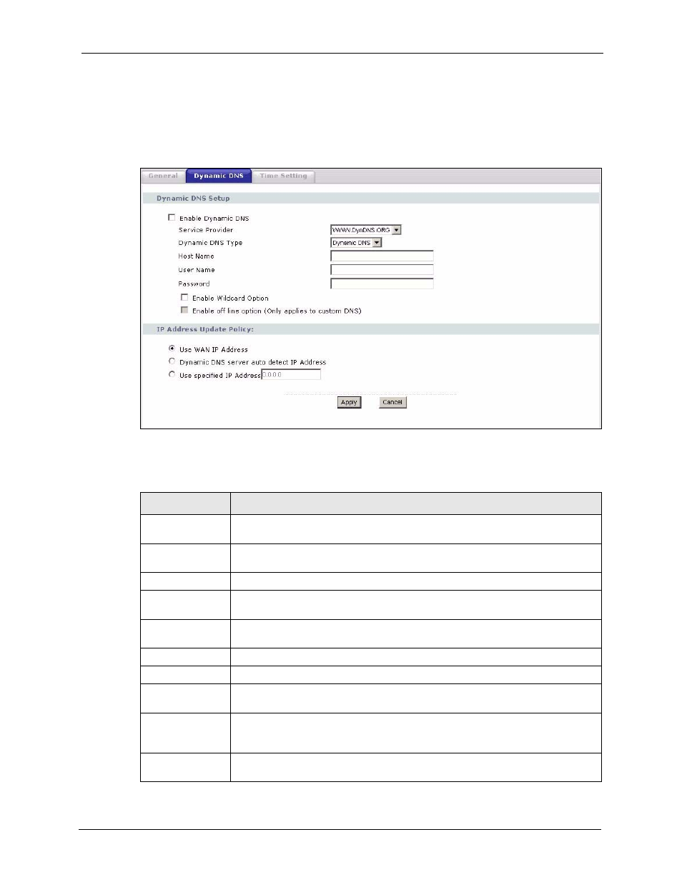 2 dynamic dns screen, Figure 141 maintenance > system > dynamic dns, Table 105 maintenance > system > dynamic dns | ZyXEL Communications P-2302HWL-P1 Series User Manual | Page 247 / 337