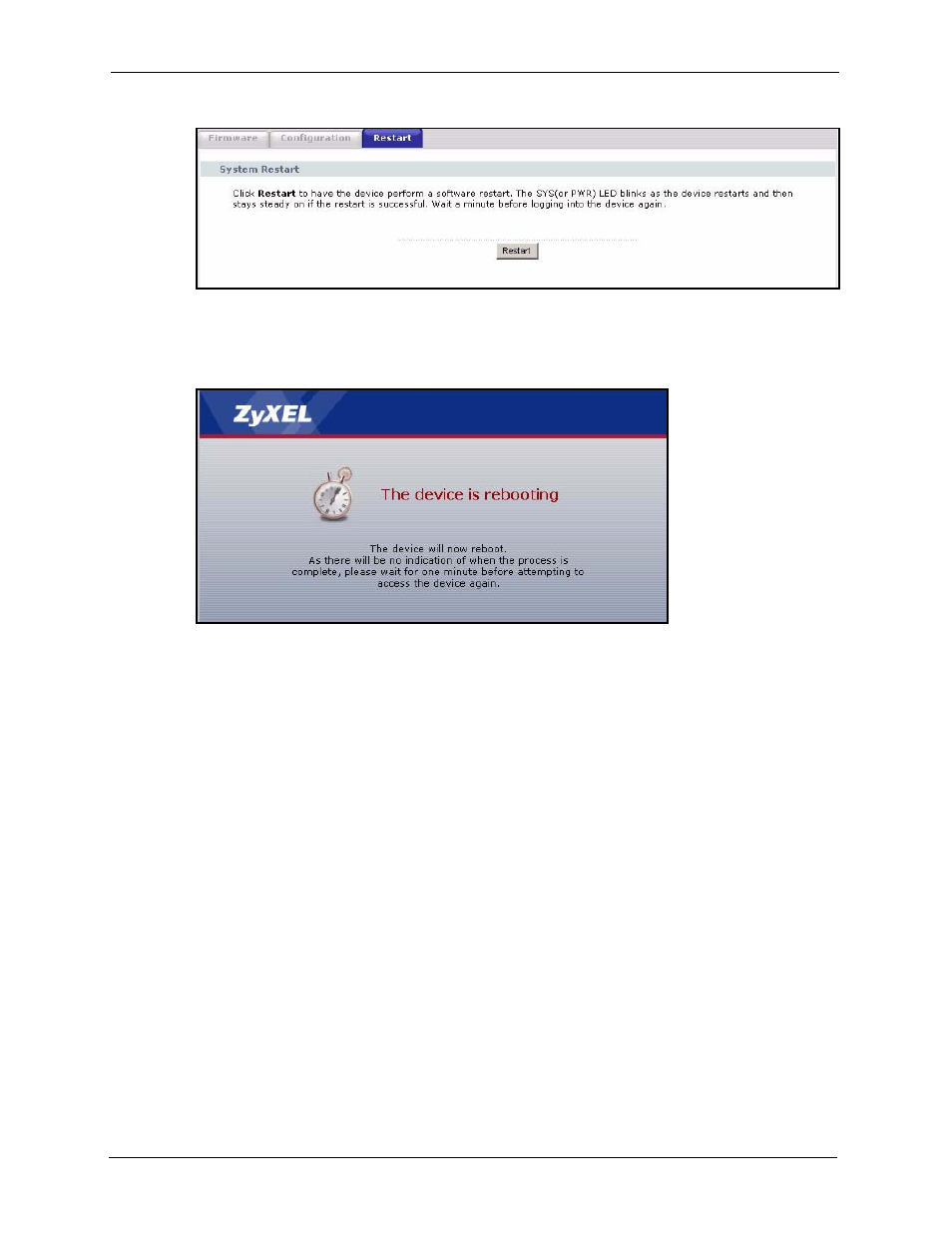 Figure 151 maintenance > tools > restart | ZyXEL Communications P-2302HWL-P1 Series User Manual | Page 270 / 337