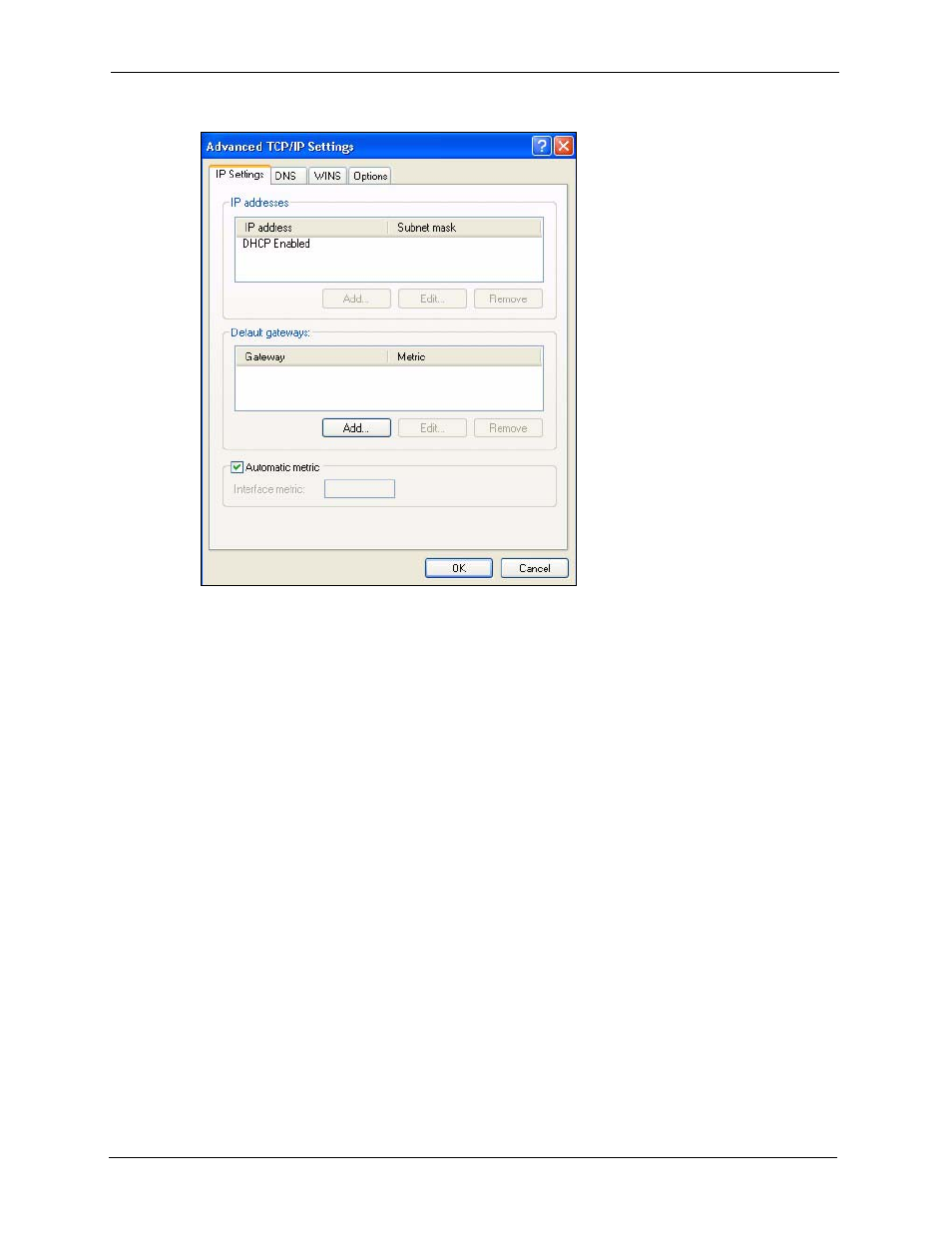 Figure 173 windows xp: advanced tcp/ip properties | ZyXEL Communications P-2302HWL-P1 Series User Manual | Page 294 / 337