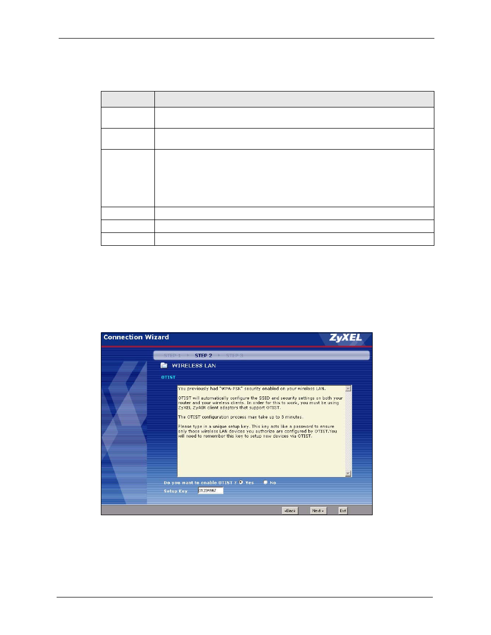 4 otist screen, Figure 15 manually assign a wep key, Table 9 manually assign a wep key | ZyXEL Communications P-2302HWL-P1 Series User Manual | Page 57 / 337