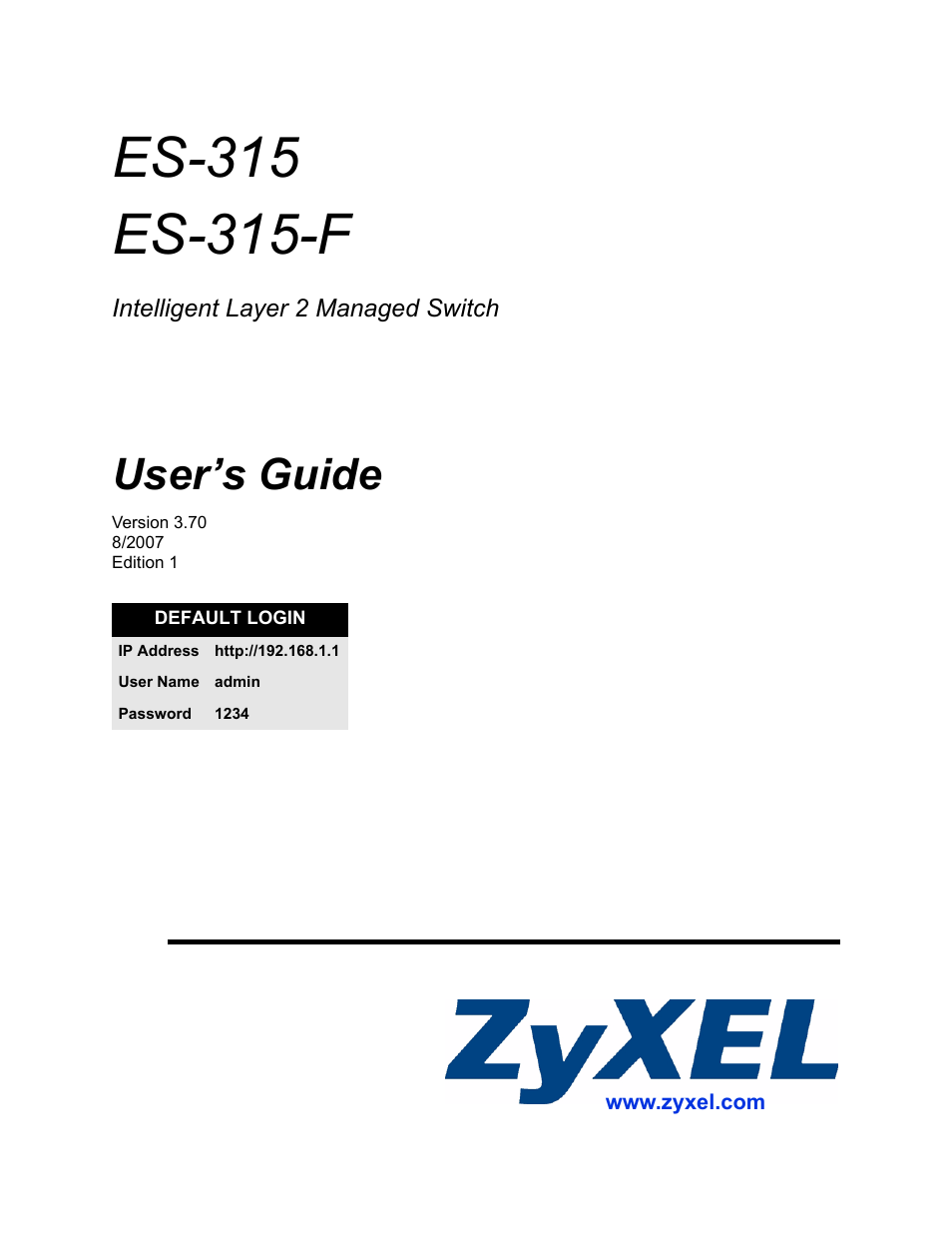 ZyXEL Communications ES-315 User Manual | 166 pages