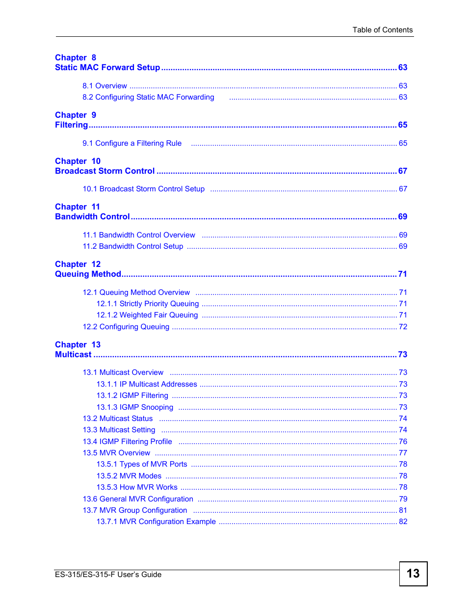 ZyXEL Communications ES-315 User Manual | Page 13 / 166