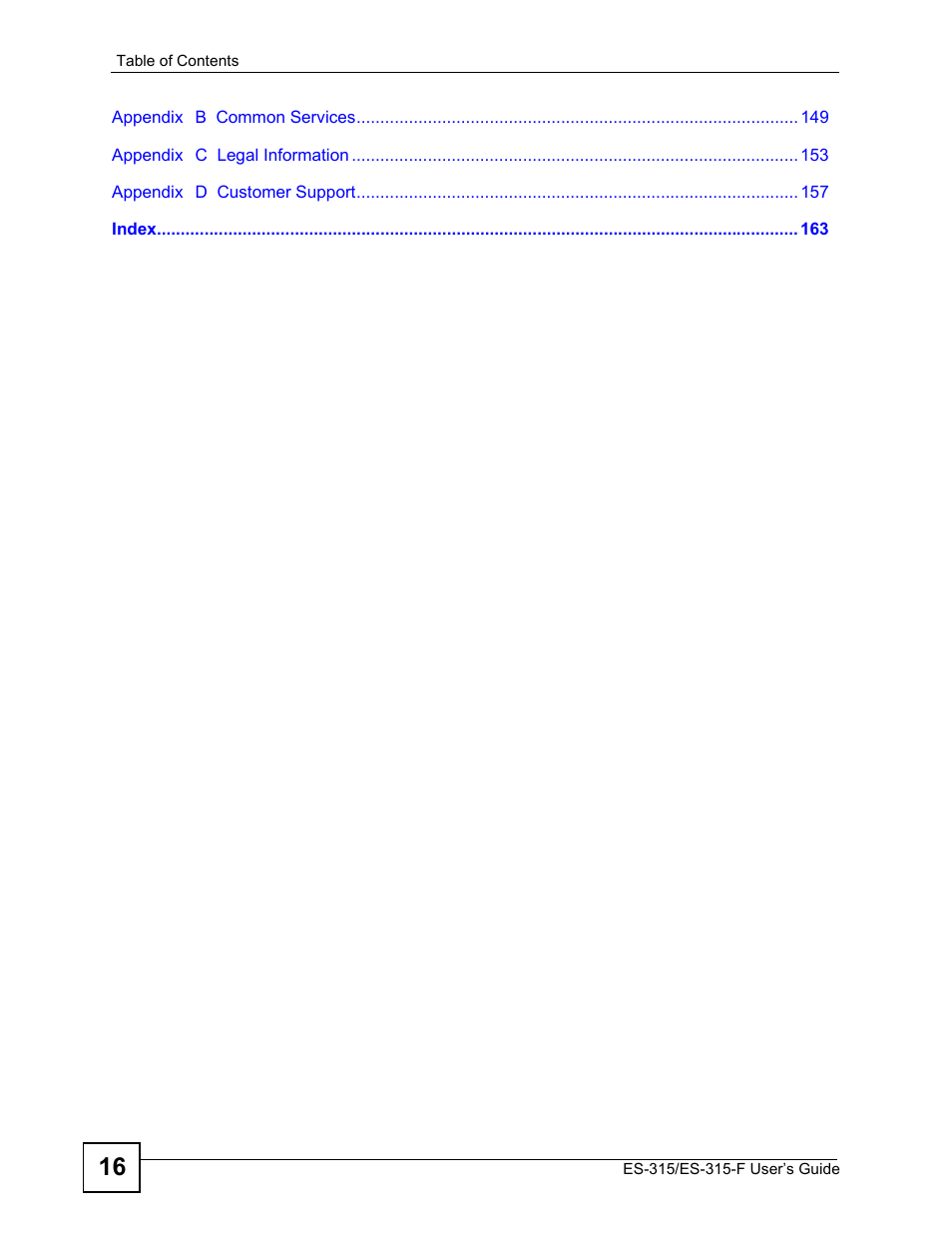 ZyXEL Communications ES-315 User Manual | Page 16 / 166