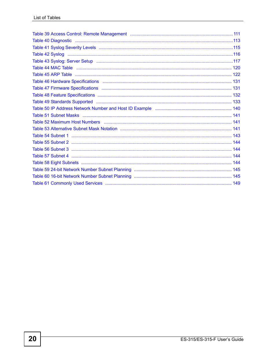 ZyXEL Communications ES-315 User Manual | Page 20 / 166